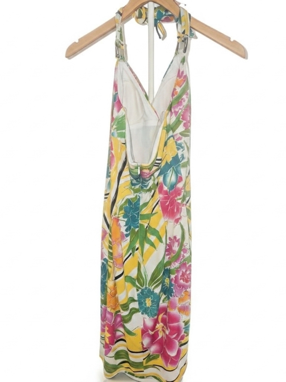 Cache- Bright Tropical Floral Halter Maxi Dress Womens Size Small - Picture 2 of 12